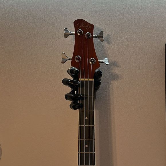 Acoustic/Electric Bass Guitar w/PreAmp, Mahogany, Spruce, Abalone Inlay - Picture 4 of 10